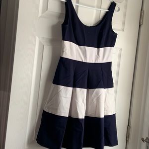Striped Color Block Fit and Flare Dress